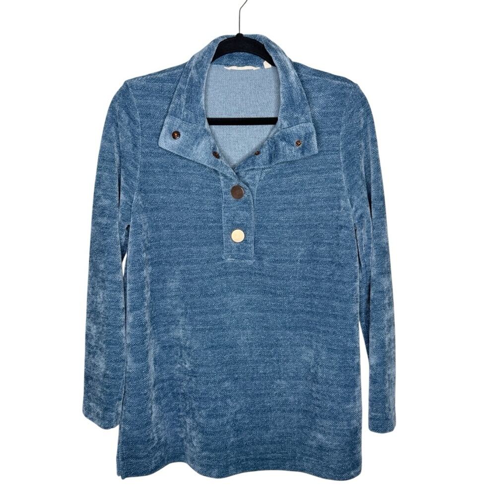 SOFT SURROUNDINGS / blue St. Germain chenille pullover tunic / M PETITE